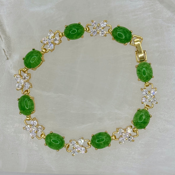 CRYSTAL FLOWER GREEN JADE bracelet