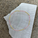 2MM GOLD ROSE QUARTZ BEADED bracelet