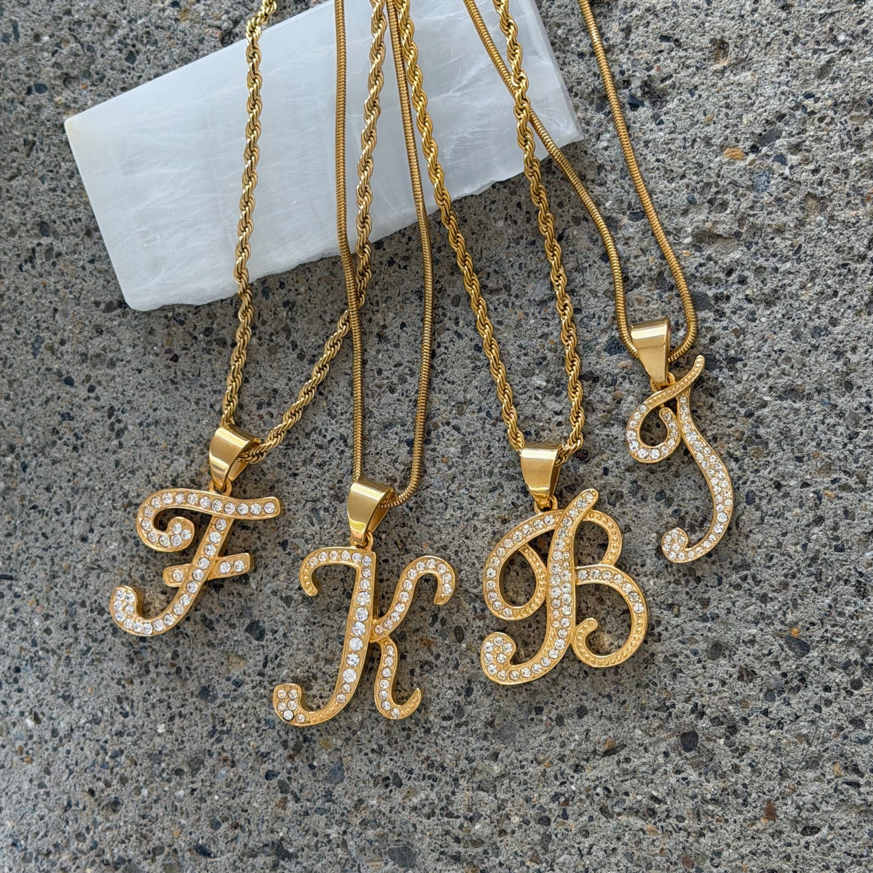 GOLD CURSIVE INITIAL STEEL necklace