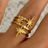 GOLD CELESTIAL STARBURST STEEL ring