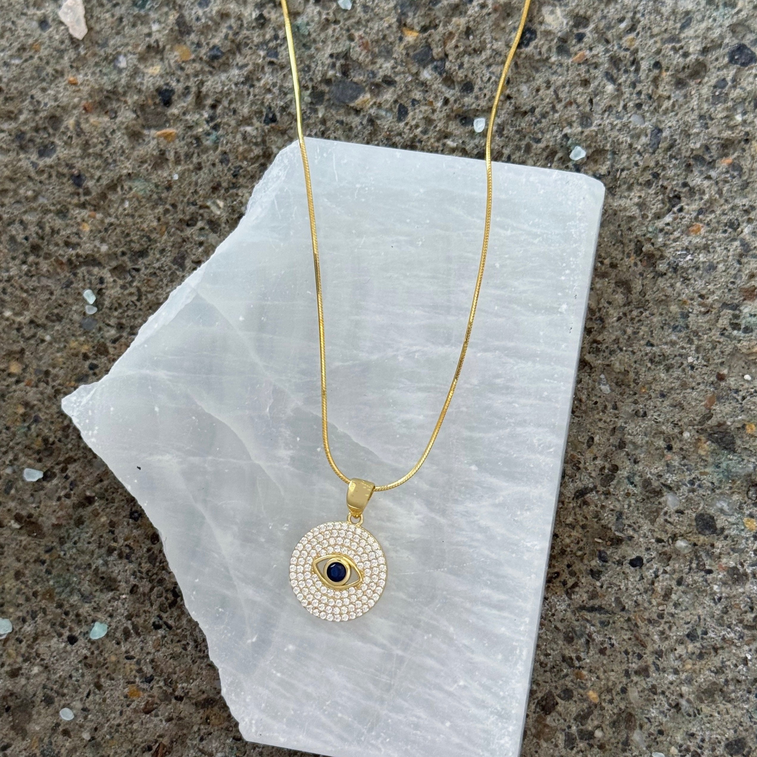 GOLD EVIL EYE CRYSTAL COIN necklace