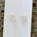 GOLD CRUSHED ICE RADIANT CUT STUD earrings