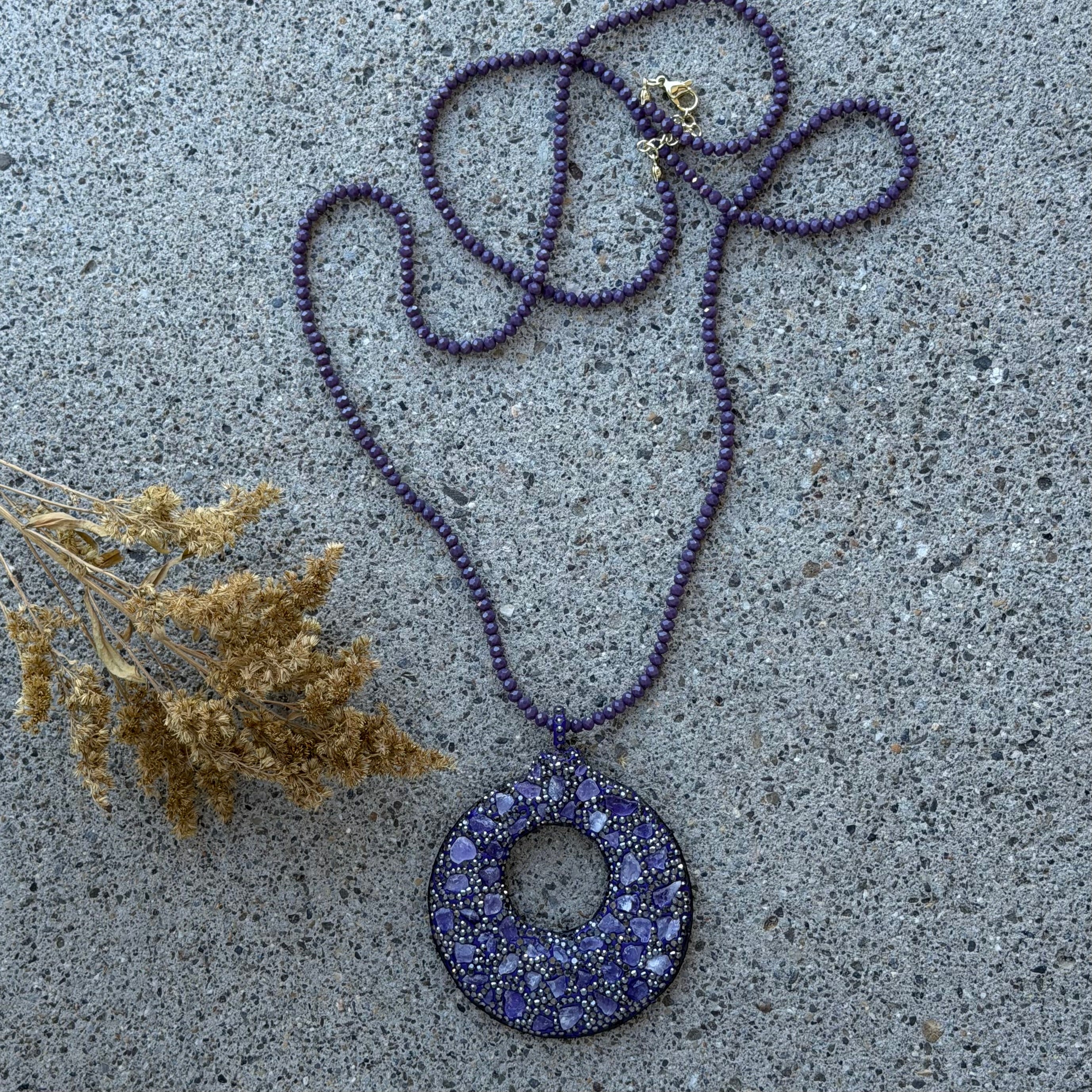 AMETHYST MOON BEADED necklace
