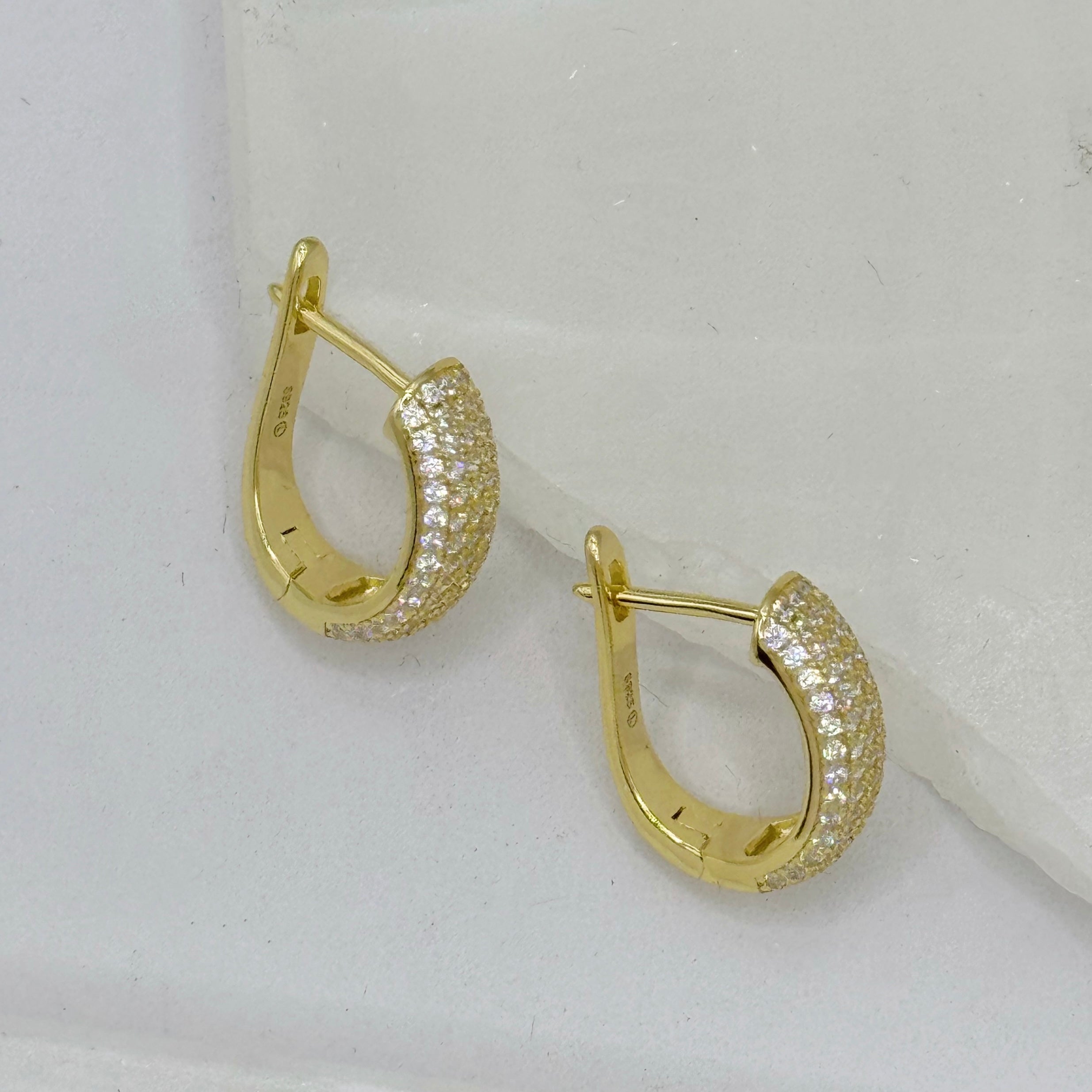 GOLD PAVE CRYSTAL HOOP earrings