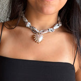 CRYSTAL HEART SCARF necklace