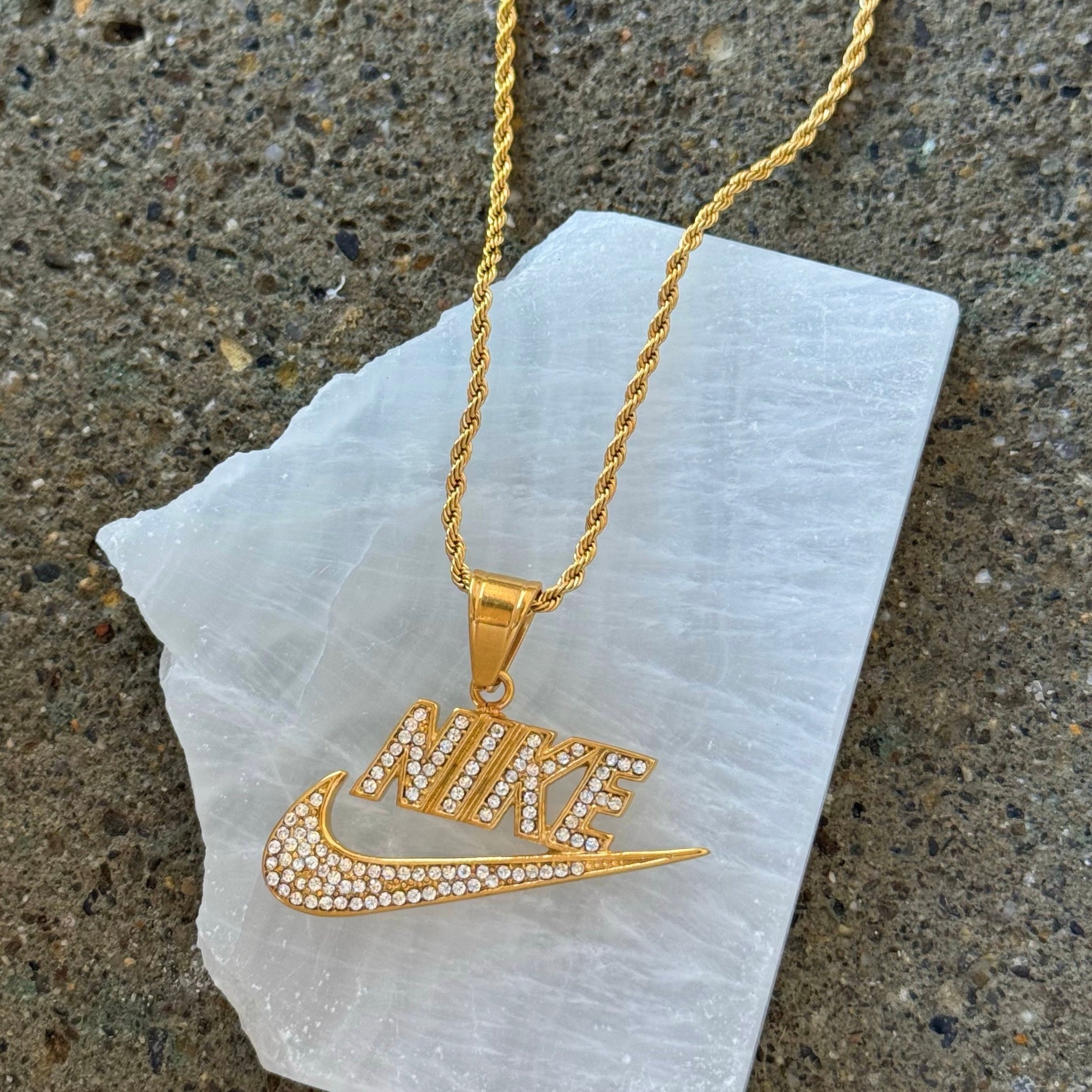 GOLD CRYSTAL CHECK necklace