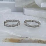 SILVER BEZEL PRINCESS CUT HOOP earrings