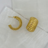 GOLD CHUNKY RIDGES HOOP earrings