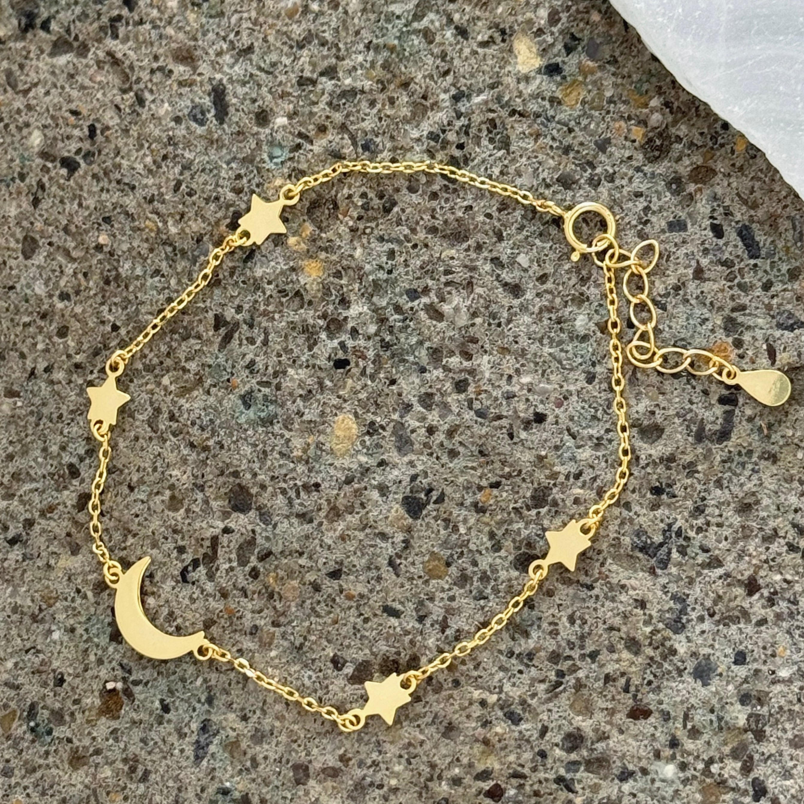 GOLD CRESCENT MOON & STARS DAINTY bracelet