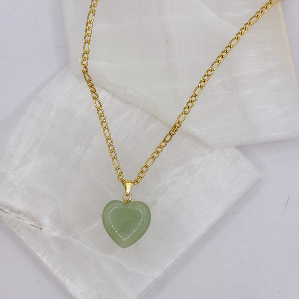 SMALL HEART LIGHT GREEN JADE necklace