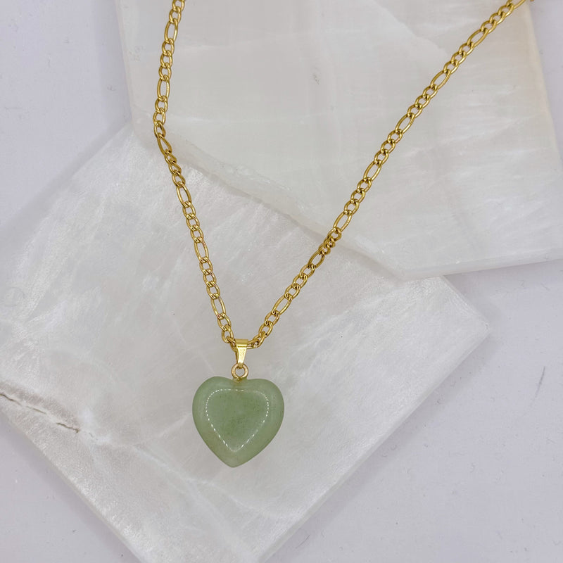 SMALL HEART LIGHT GREEN JADE necklace