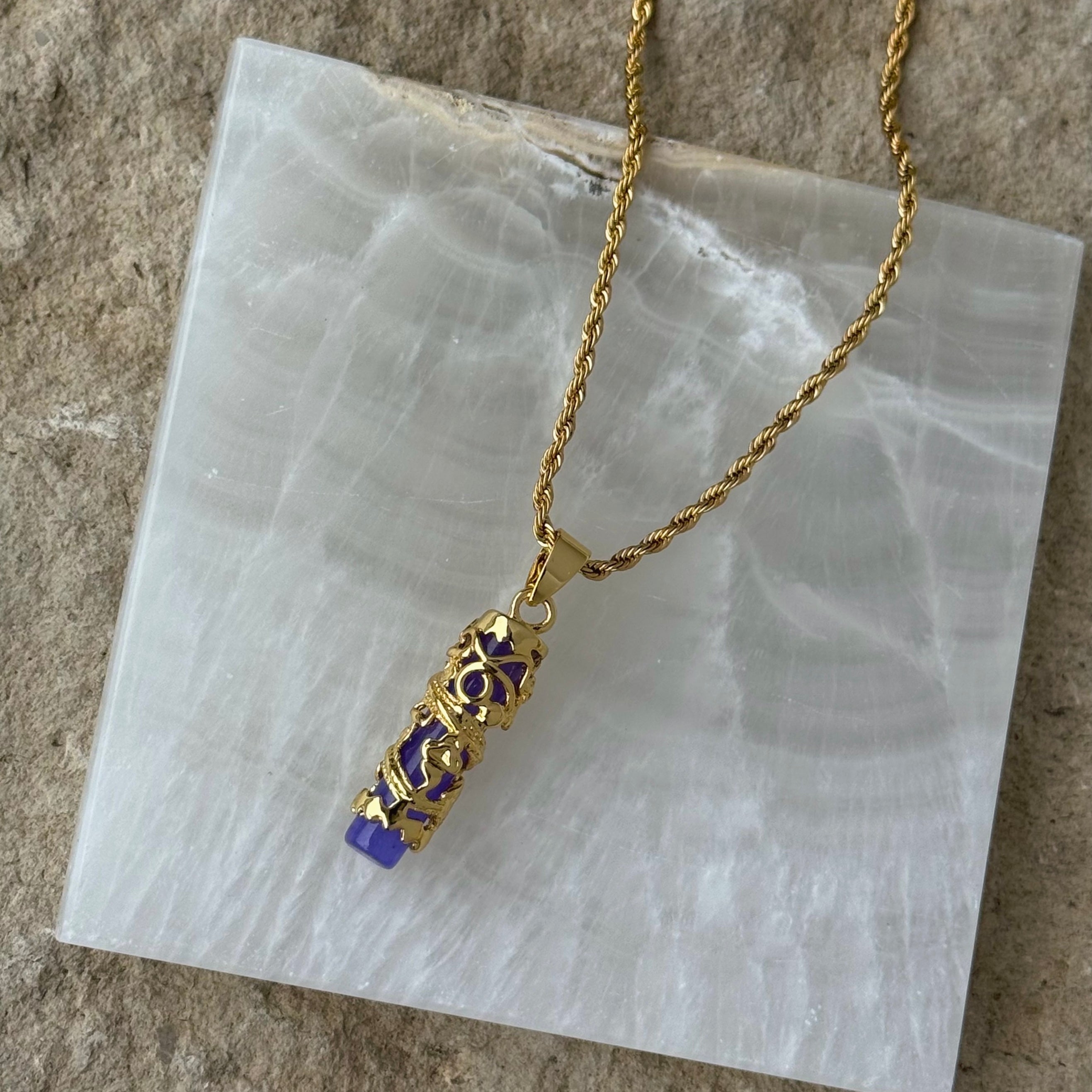DRAGON AMULET PURPLE JADE necklace