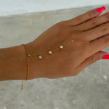 GOLD STEEL CRYSTAL HAND CHAIN