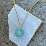 GOOD FORTUNE 25MM BLUE JADE necklace