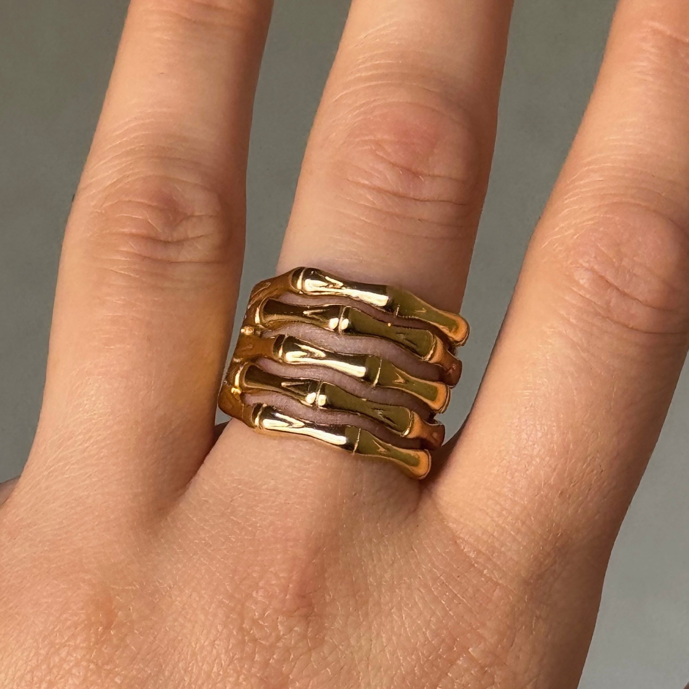 GOLD STACKED BAMBOO ring
