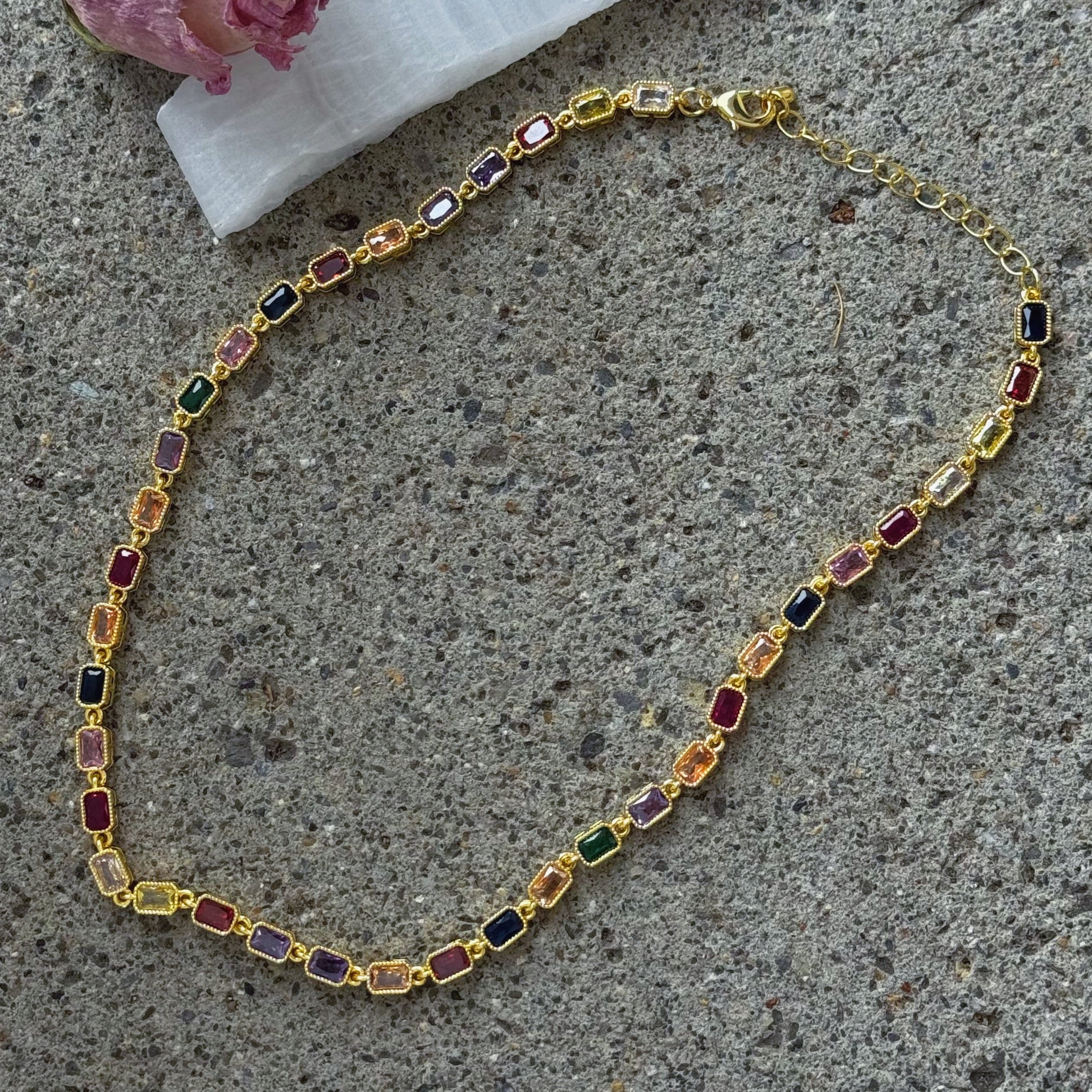 MULTI COLOR BAGUETTE CRYSTAL necklace