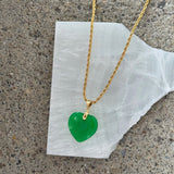 SMALL HEART GREEN JADE necklace
