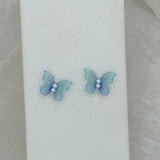 BLUE BUTTERFLY PEARL STUD earrings