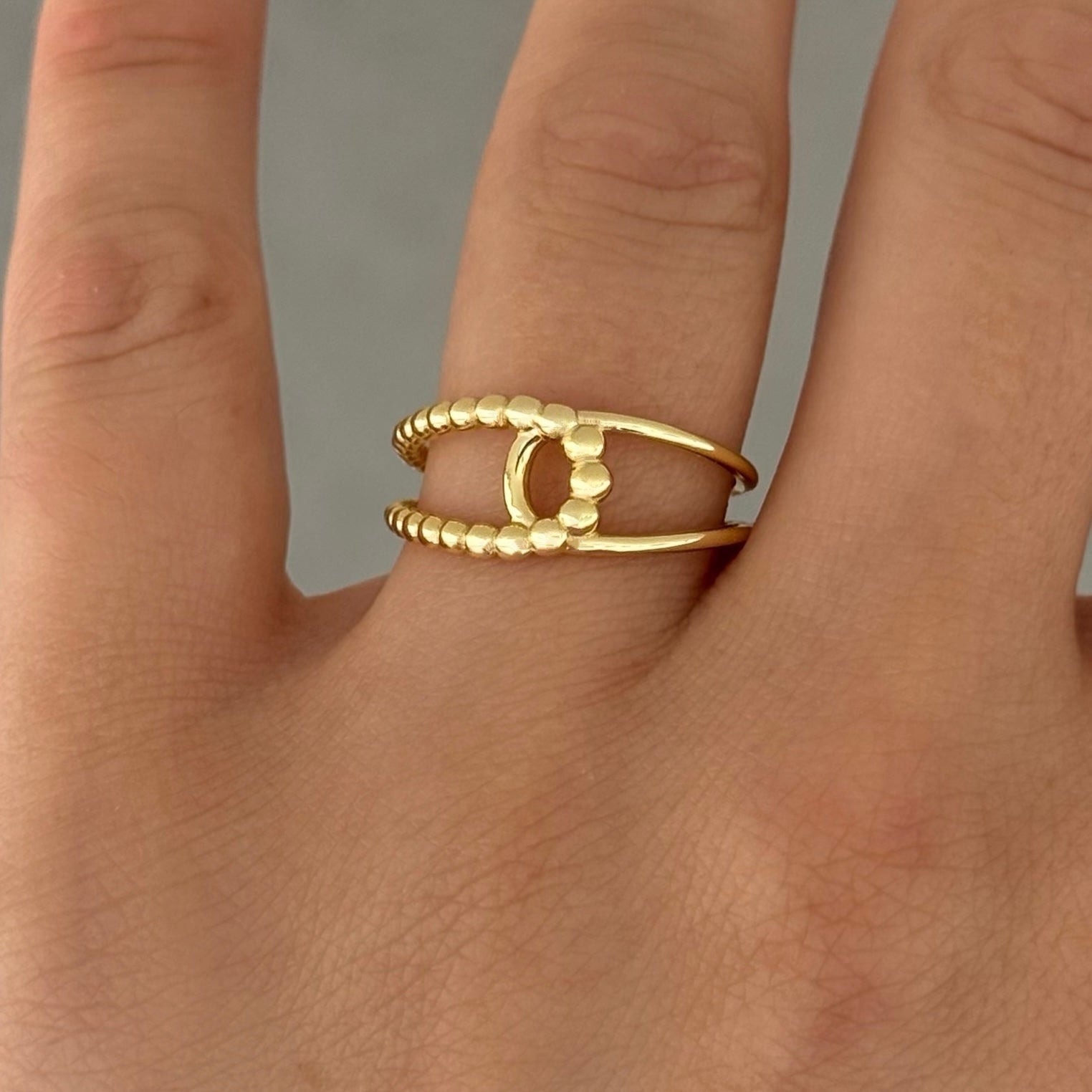 GOLD LOOPED BEADED ring