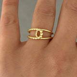 GOLD LOOPED BEADED ring