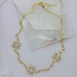 CRYSTAL BEZEL GOLD FLOWER necklace