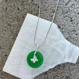 SILVER BUTTERFLY ROUND II GREEN JADE necklace