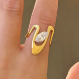 GOLD MARQUIS CURVE STEEL ring