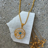 GOLD CRYSTAL EYE OF HORUS MEDALLION necklace
