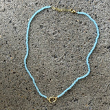 AQUAMARINE BEADED CHARM CLASP necklace