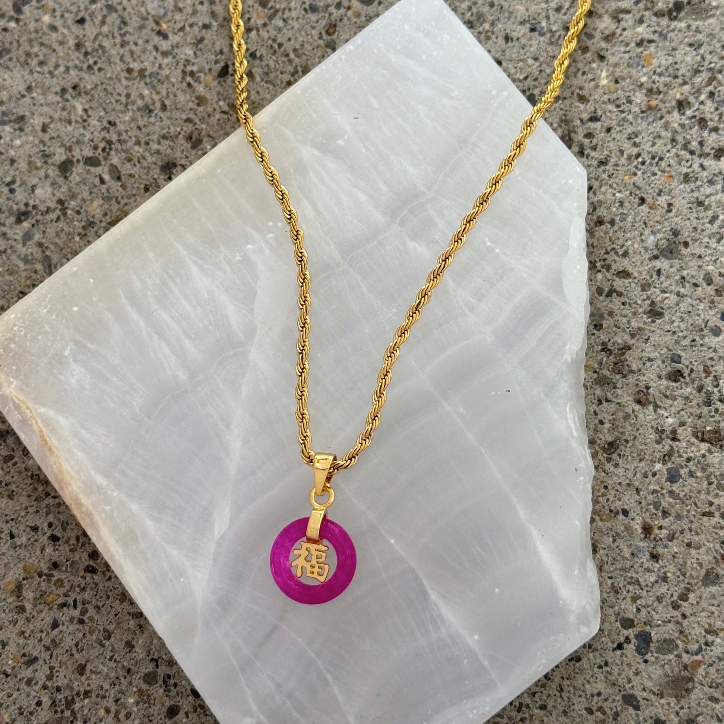 GOOD FORTUNE FUCHSIA JADE SUPER MINI necklace