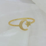 GOLD MOON AND STAR ring