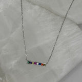 SILVER MULTICOLOR BAR MINI necklace