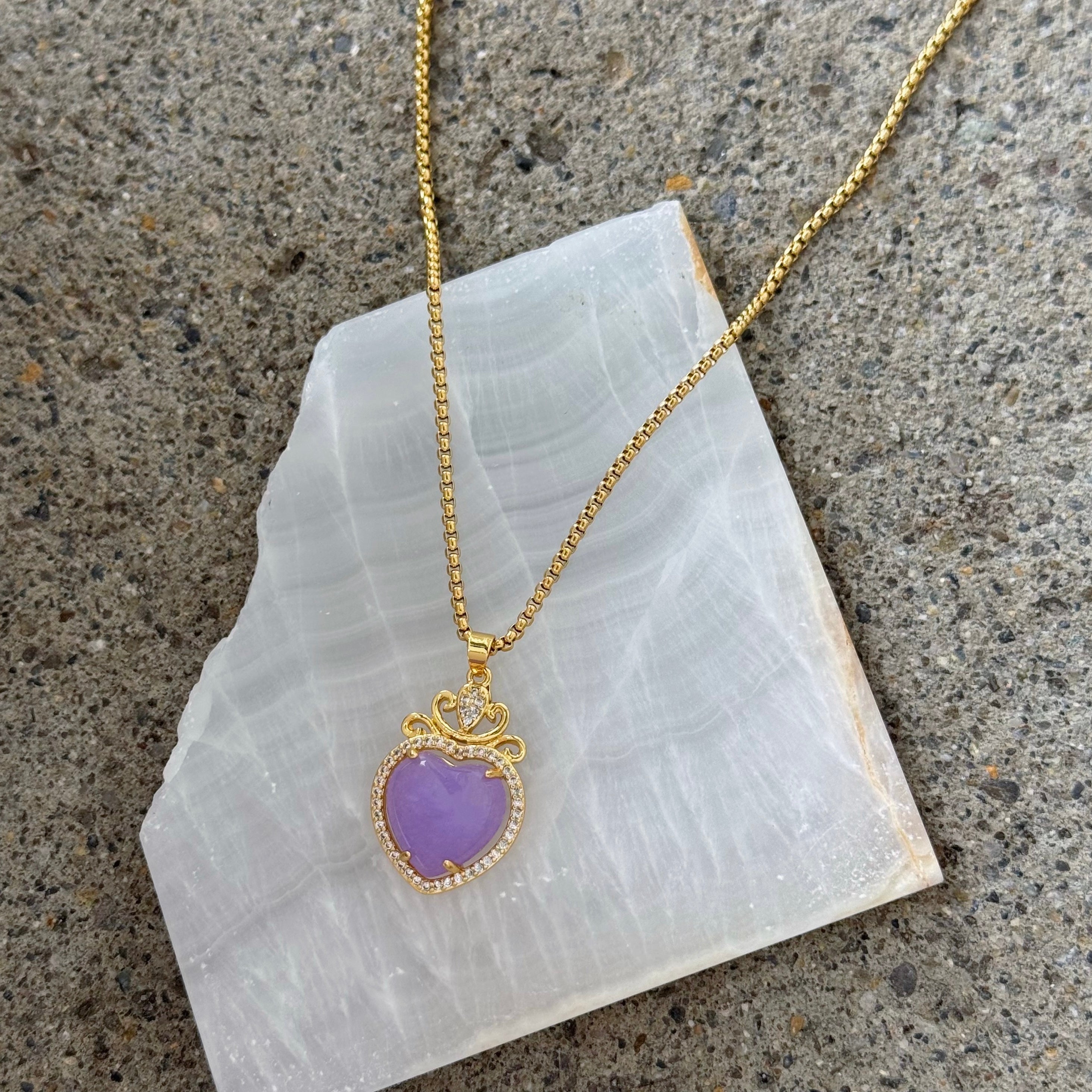 ROYAL HEART LAVENDER JADE necklace