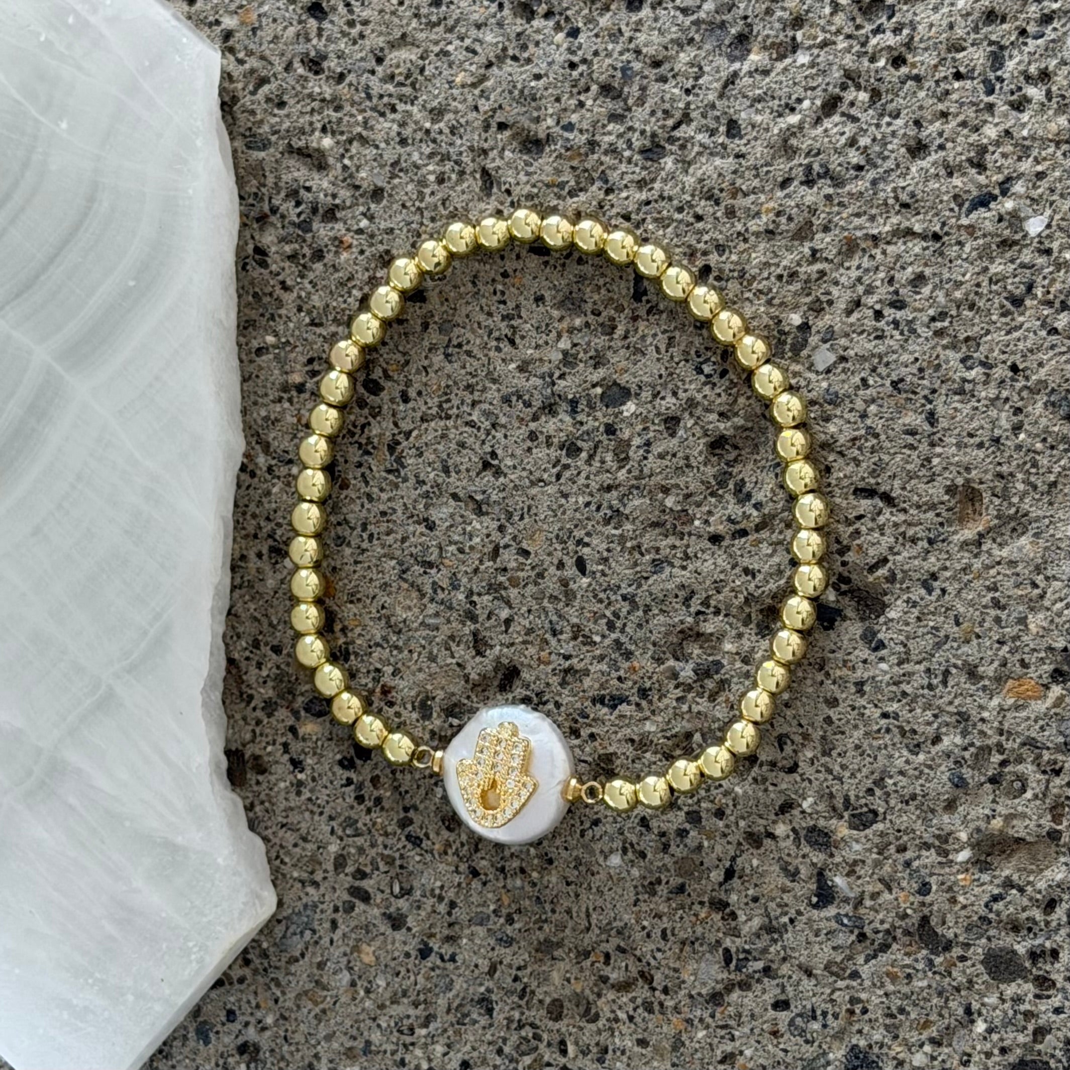 HAMSA FRESHWATER PEARL BEADED bracelet
