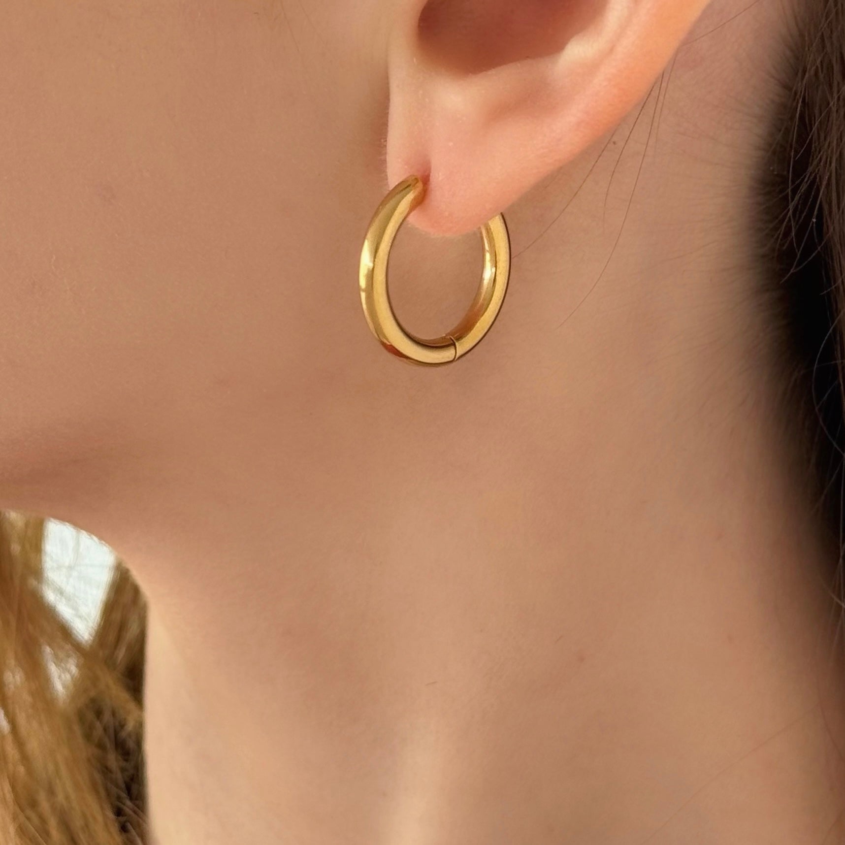 14MM GOLD THICK HOOP earrings
