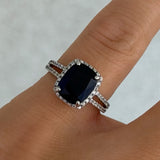 SAPPHIRE CUSHION CUT DOUBLE BAND ring