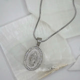 SILVER CRYSTAL BLESSED MOTHER necklace