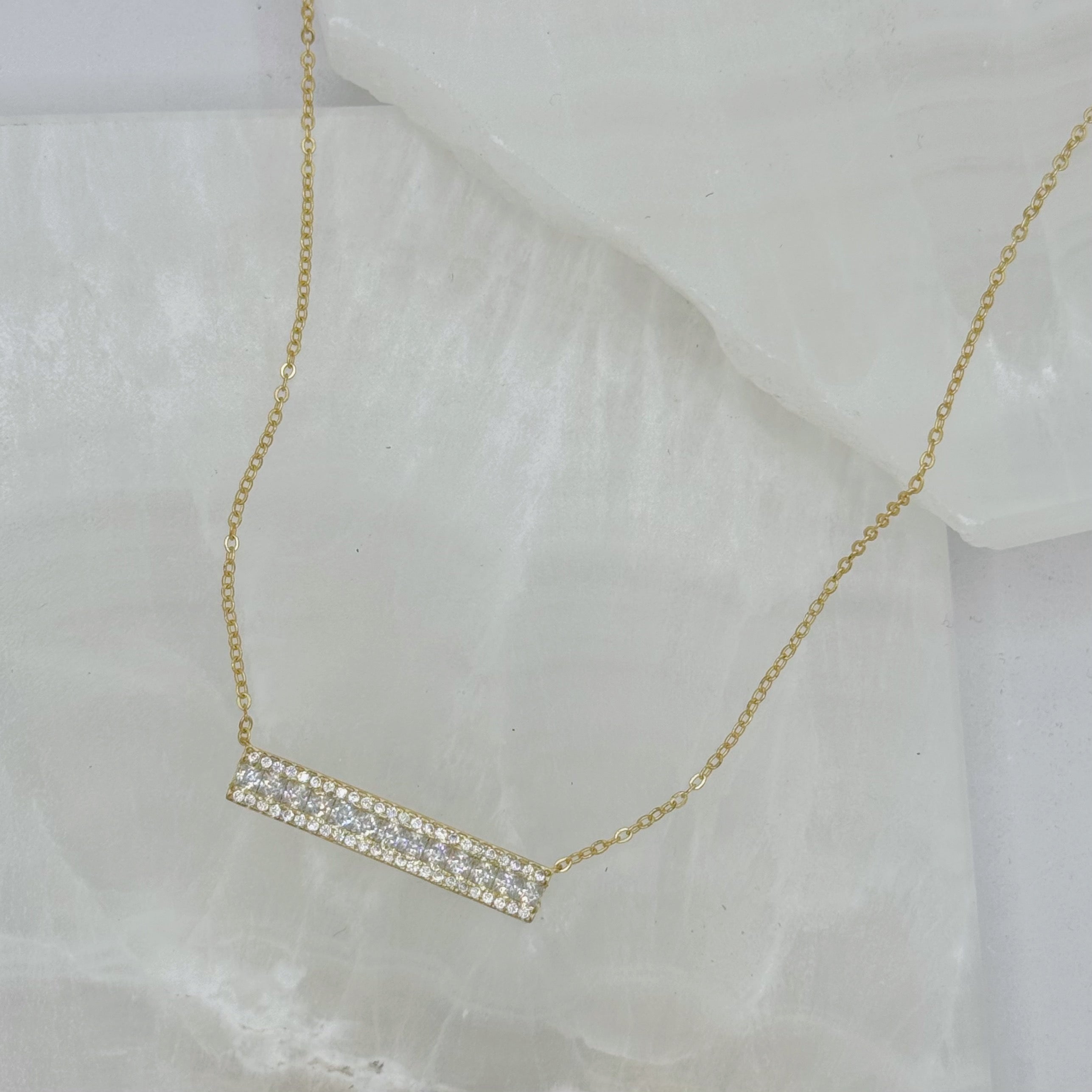 GOLD CRYSTAL BAR necklace