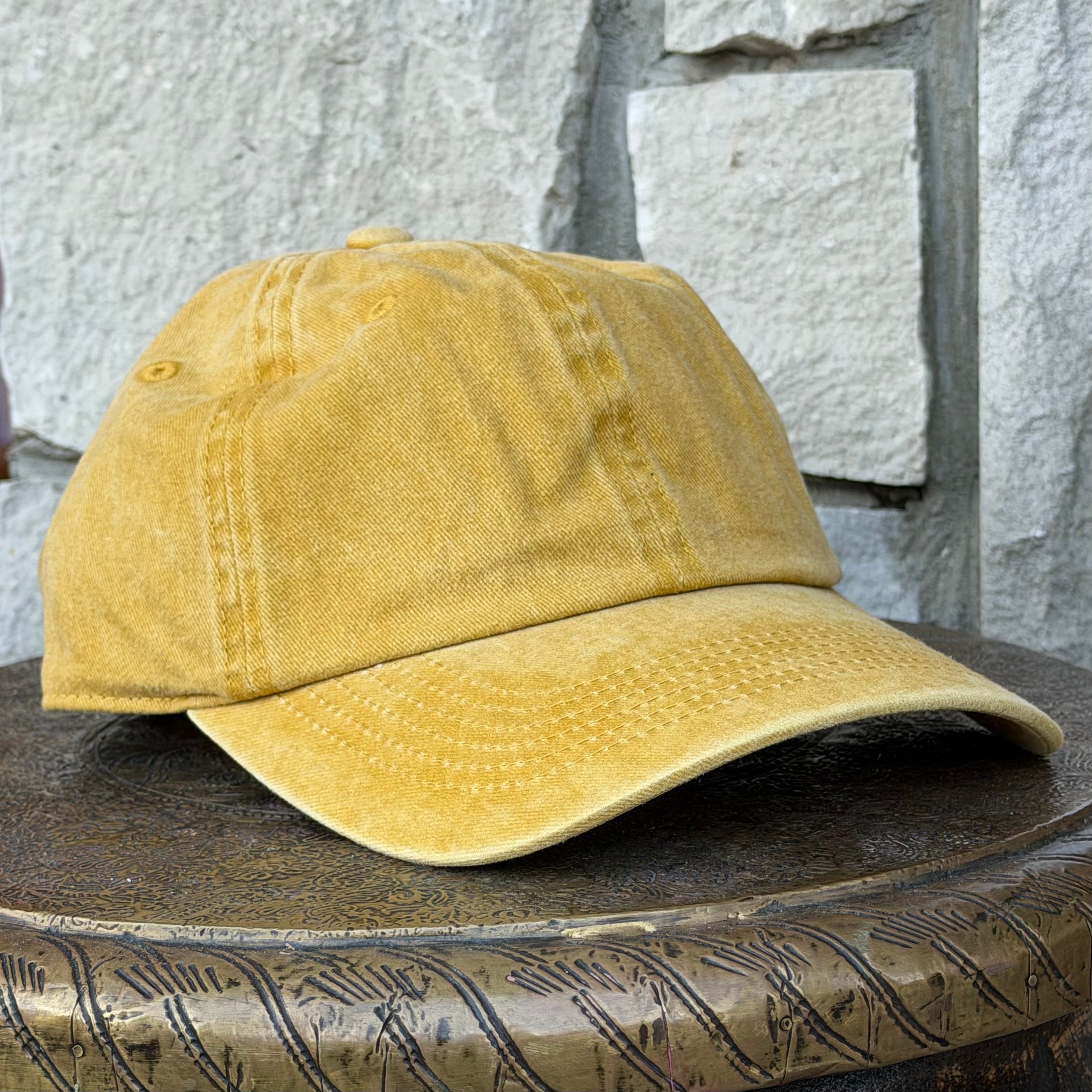 MUSTARD GARMENT-DYED COTTON BASEBALL cap