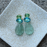 CRYSTAL TEARDROP GREEN FLUORITE earrings