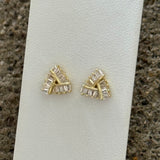GOLD CRYSTAL TRIANGLE STUD earrings