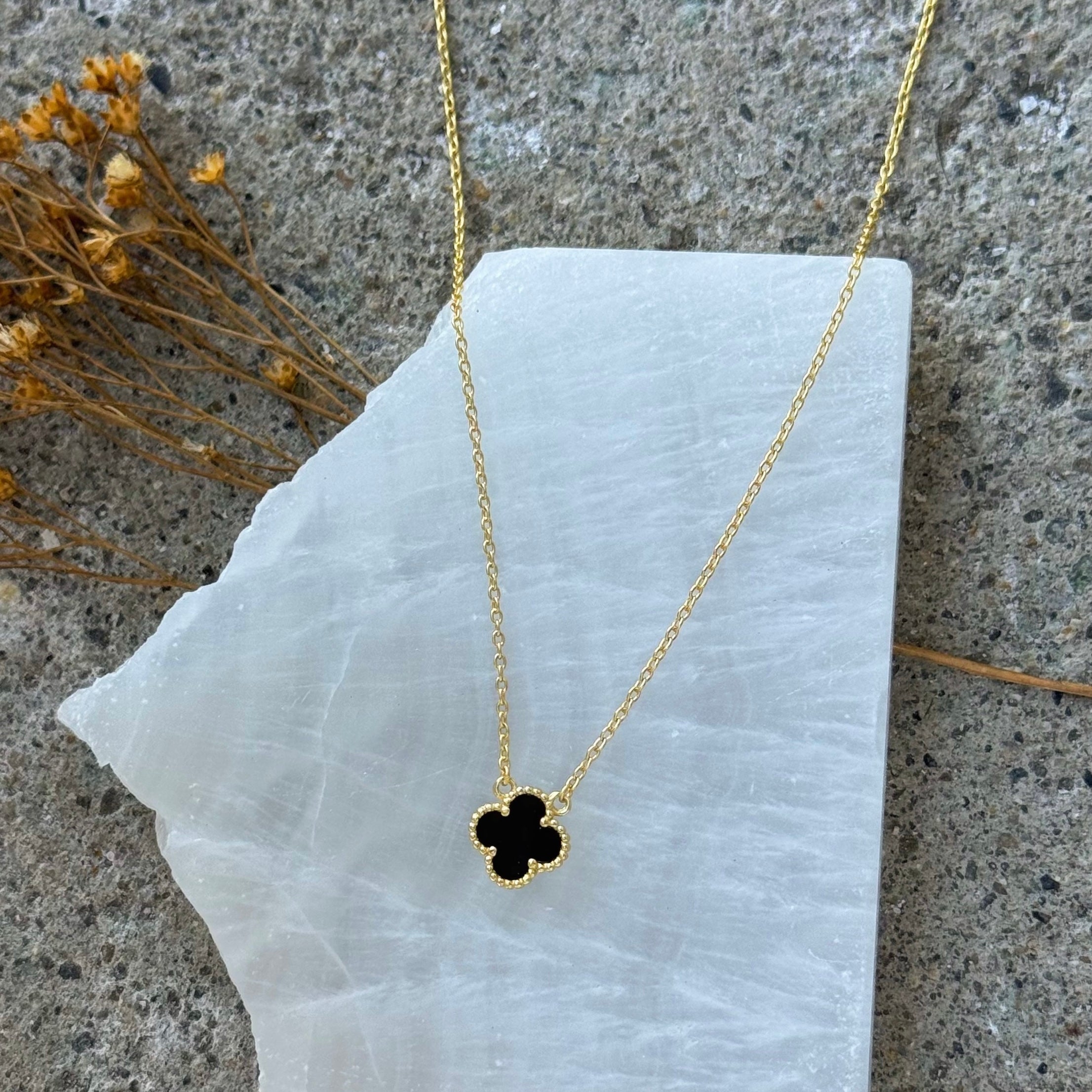 GOLD BLACK FLORA SUPER MINI necklace