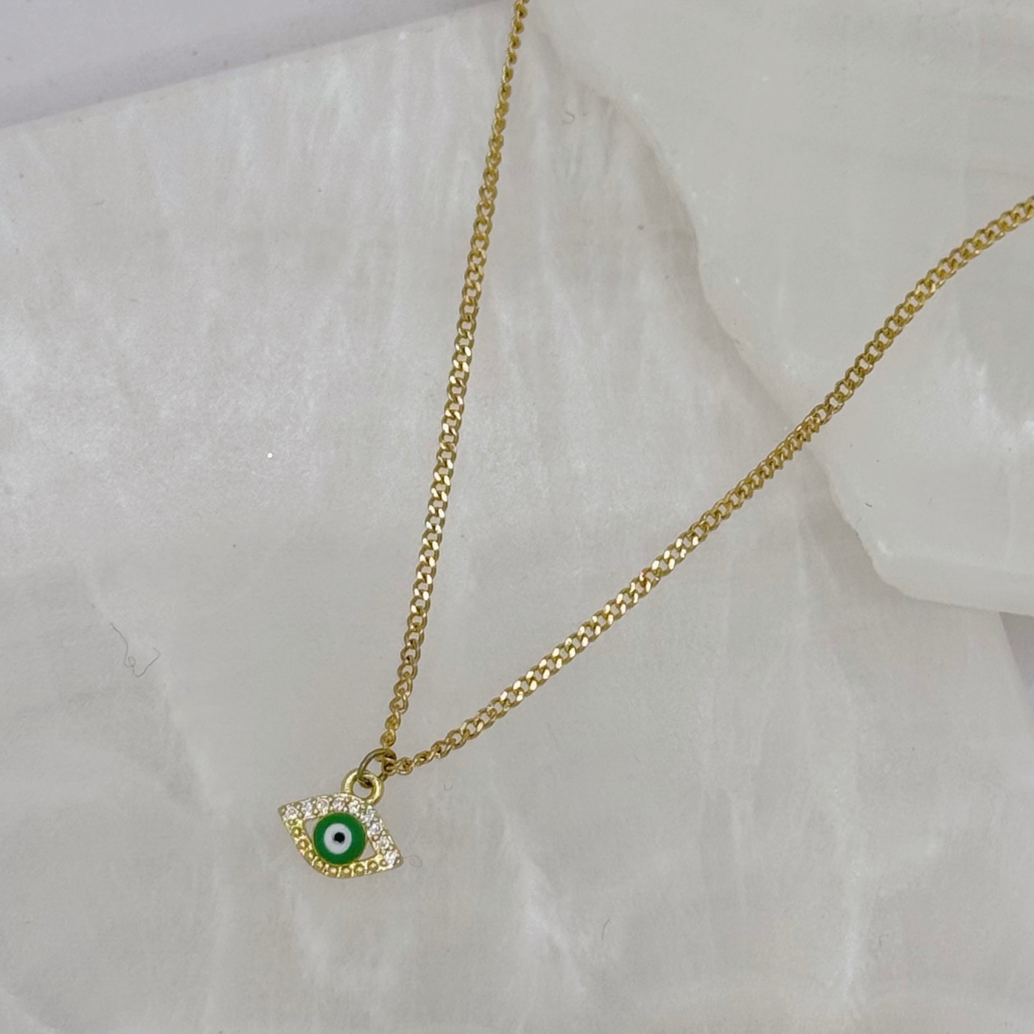 GREEN EVIL EYE SUPER MINI necklace