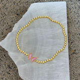 PINK MOTHER OF PEARL BUTTERFLY BEADED bracelet
