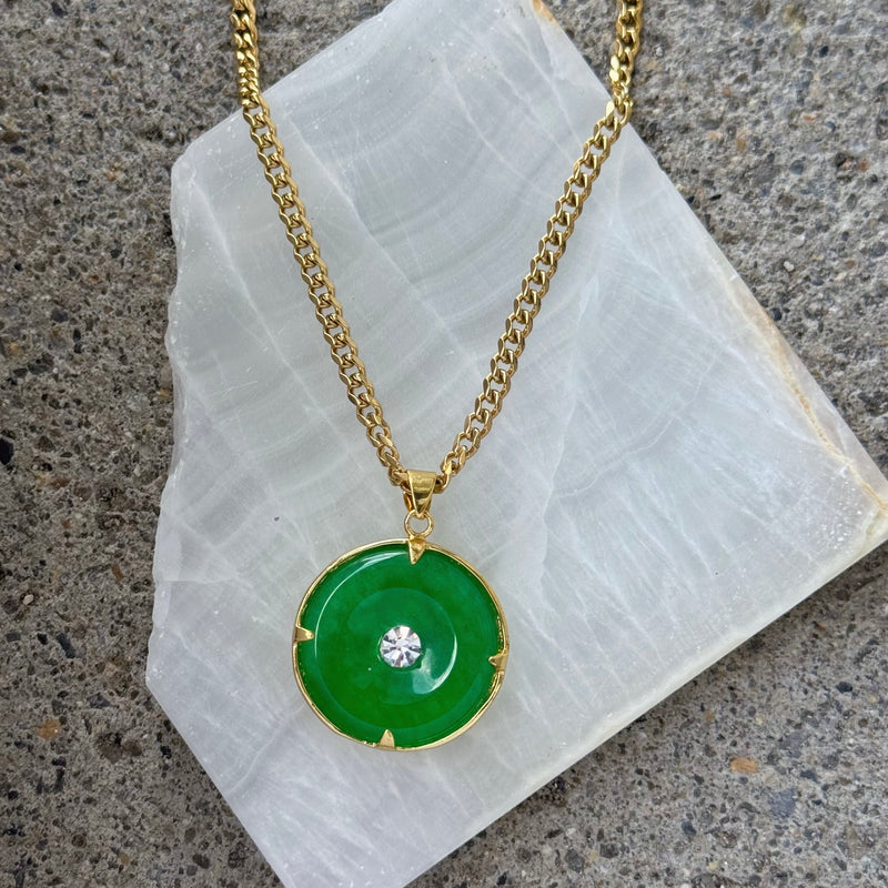 BUDDHA REVERSIBLE JEWEL GREEN JADE necklace