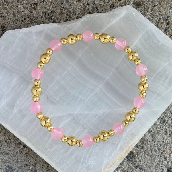 ROSE QUARTZ GOLD BEADED bracelet