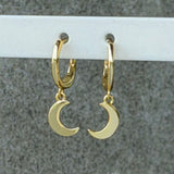 GOLD MOON DANGLE HUGGIE HOOP earrings