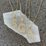GOLD INITIAL CRYSTAL BAGUETTE II necklace