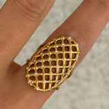 GOLD TRELLIS CRYSTAL STEEL ring