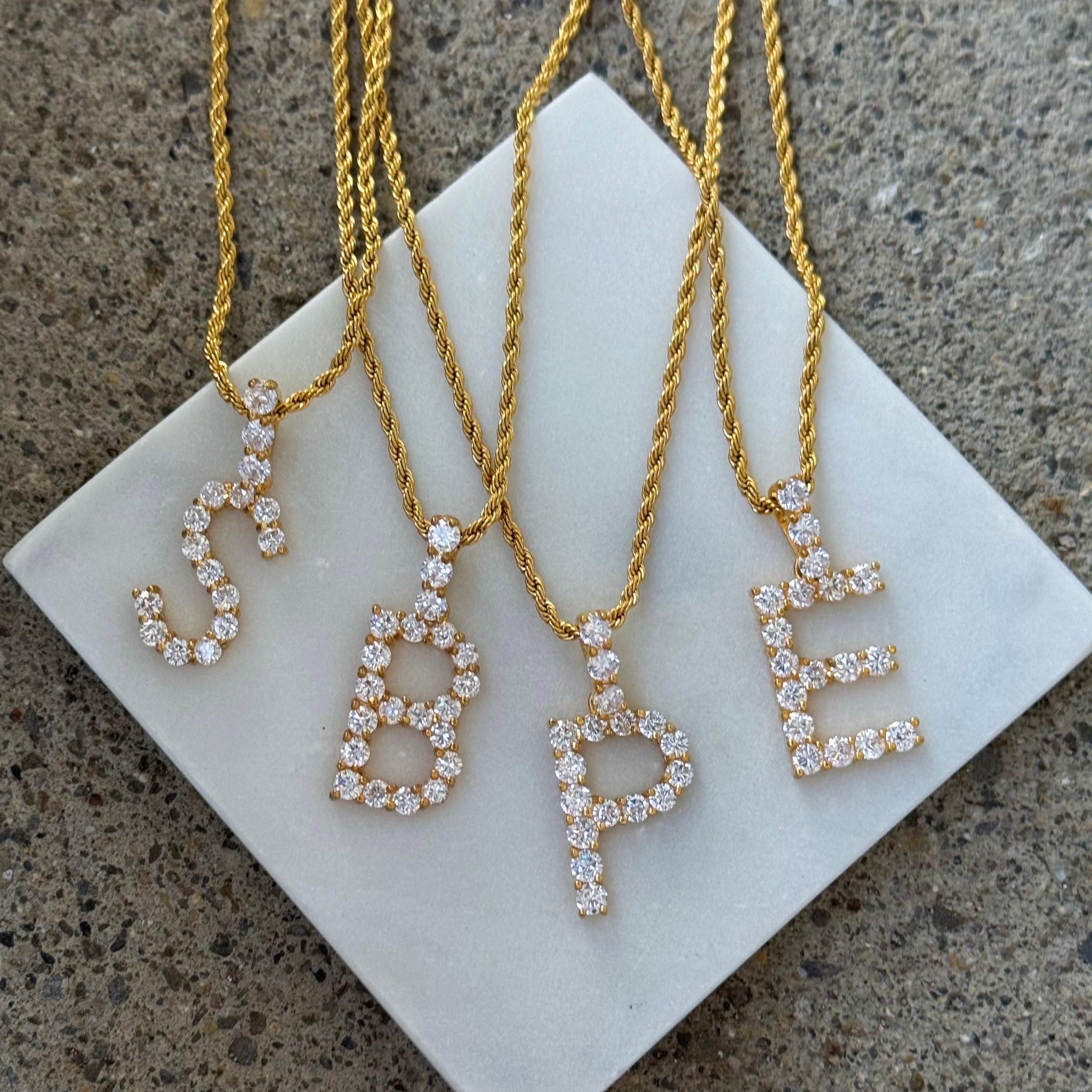 GOLD SIMPLE CRYSTAL INITIAL necklace